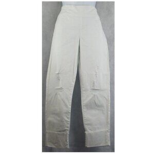 INC Women's Mid-Rise Straight-Leg Distressed Pull-On Jeans, White, 6 / 28 Waist